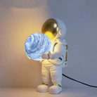 Lumibubs Astronaut Moon Table Lamp, Premium Resin Space Lamp for Kids Bedroom & Home Decor - Type F / Warm White