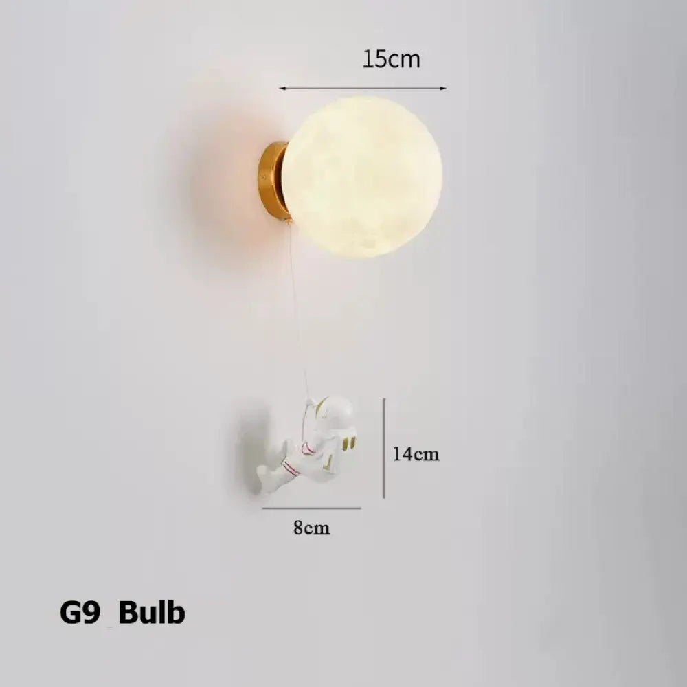 Lumibubs Astronaut Moon Wall Lamp, 3D Printed Space Light for Kids Bedroom - 15CM-No Switch / Cool White(5500-7000K)