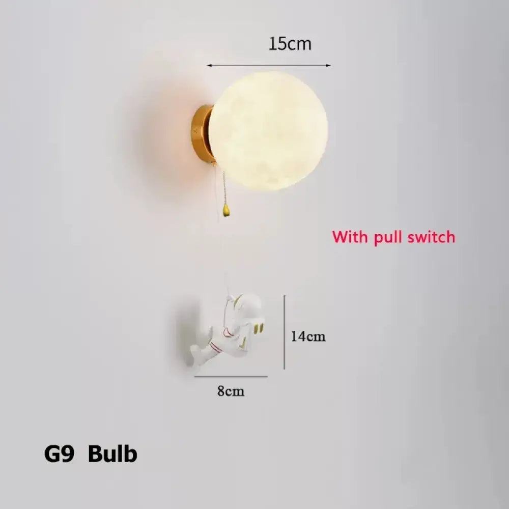 Lumibubs Astronaut Moon Wall Lamp, 3D Printed Space Light for Kids Bedroom - 15CM-Pull Switch / 3 Colors - wall Lamp