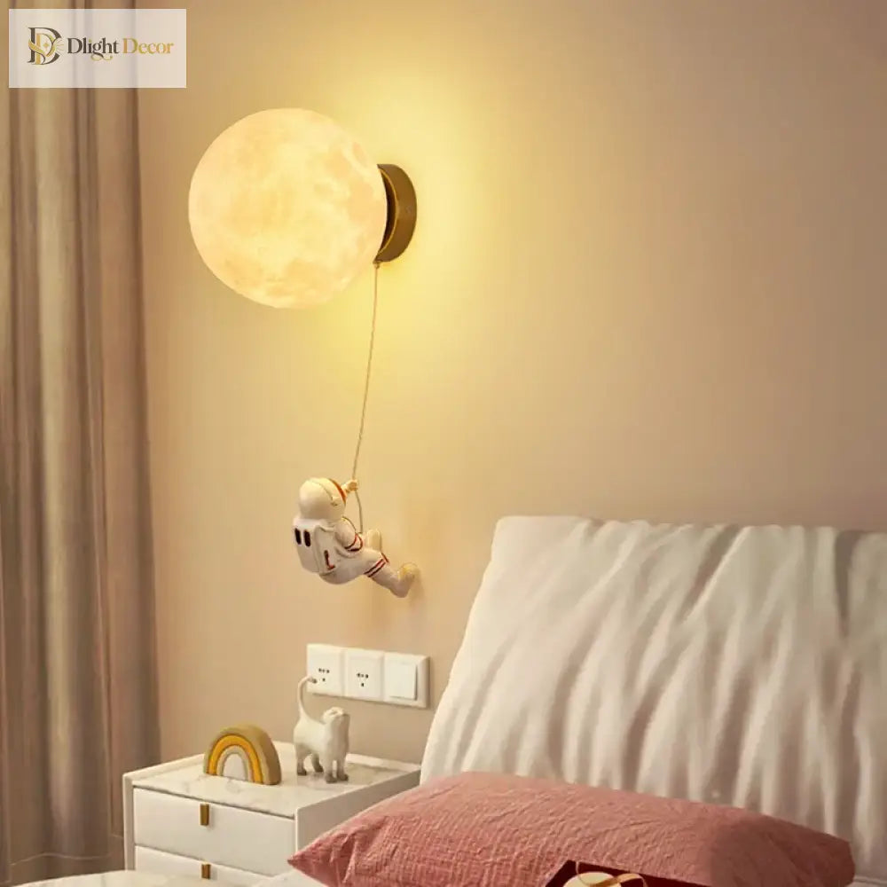 Lumibubs Astronaut Moon Wall Lamp, 3D Printed Space Light for Kids Bedroom - wall Lamp