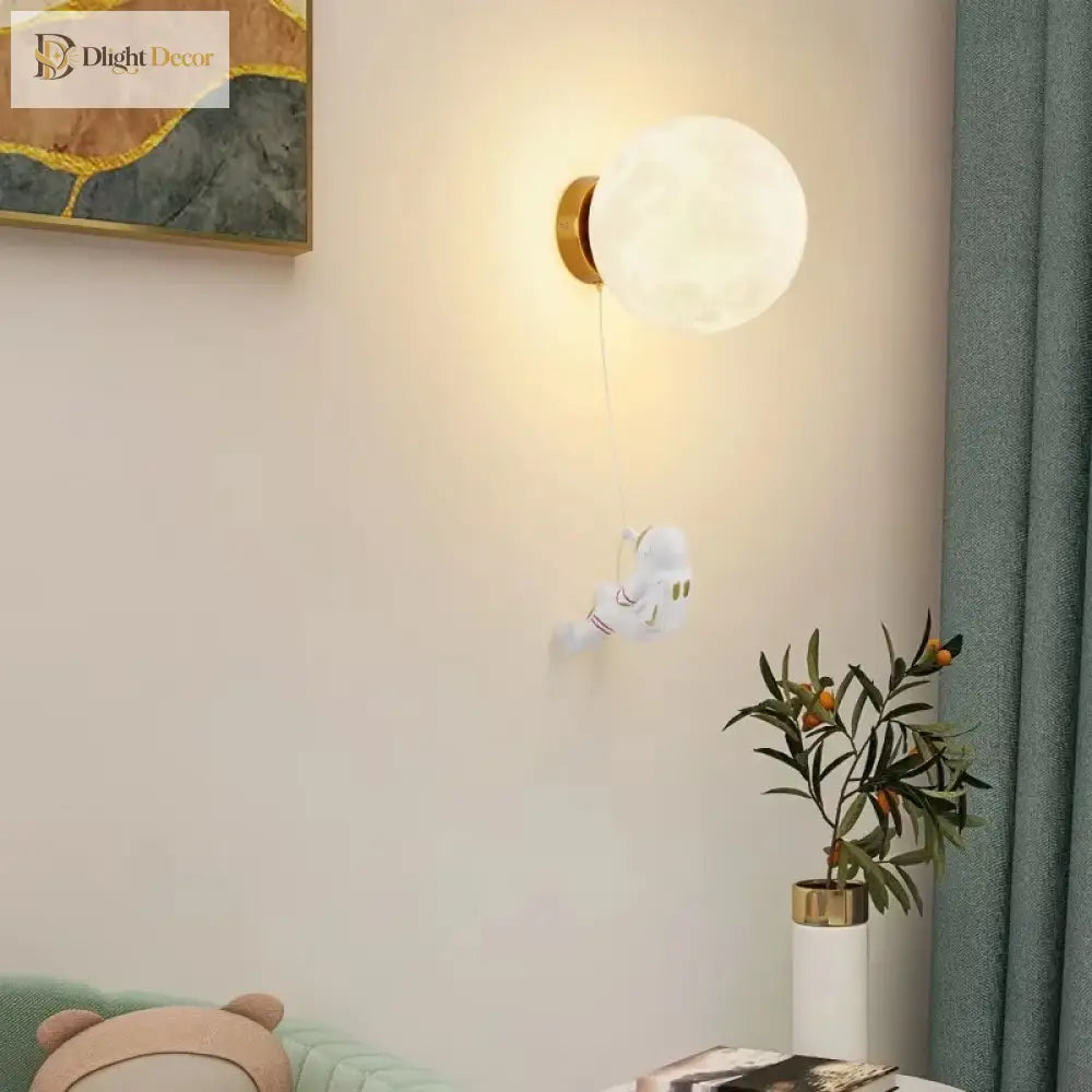 Lumibubs Astronaut Moon Wall Lamp, 3D Printed Space Light for Kids Bedroom - wall Lamp