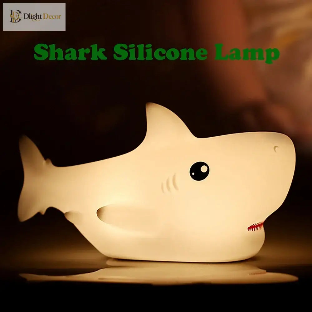 Lumibubs Baby Shark Night Light, Pat Control Rechargeable Silicone Bedside Lamp for Kids - Changeable - Table Lamp
