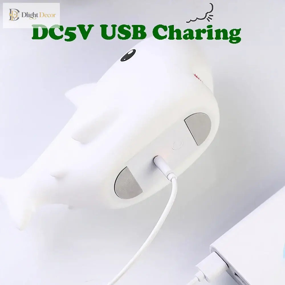 Lumibubs Baby Shark Night Light, Pat Control Rechargeable Silicone Bedside Lamp for Kids - Changeable - Table Lamp