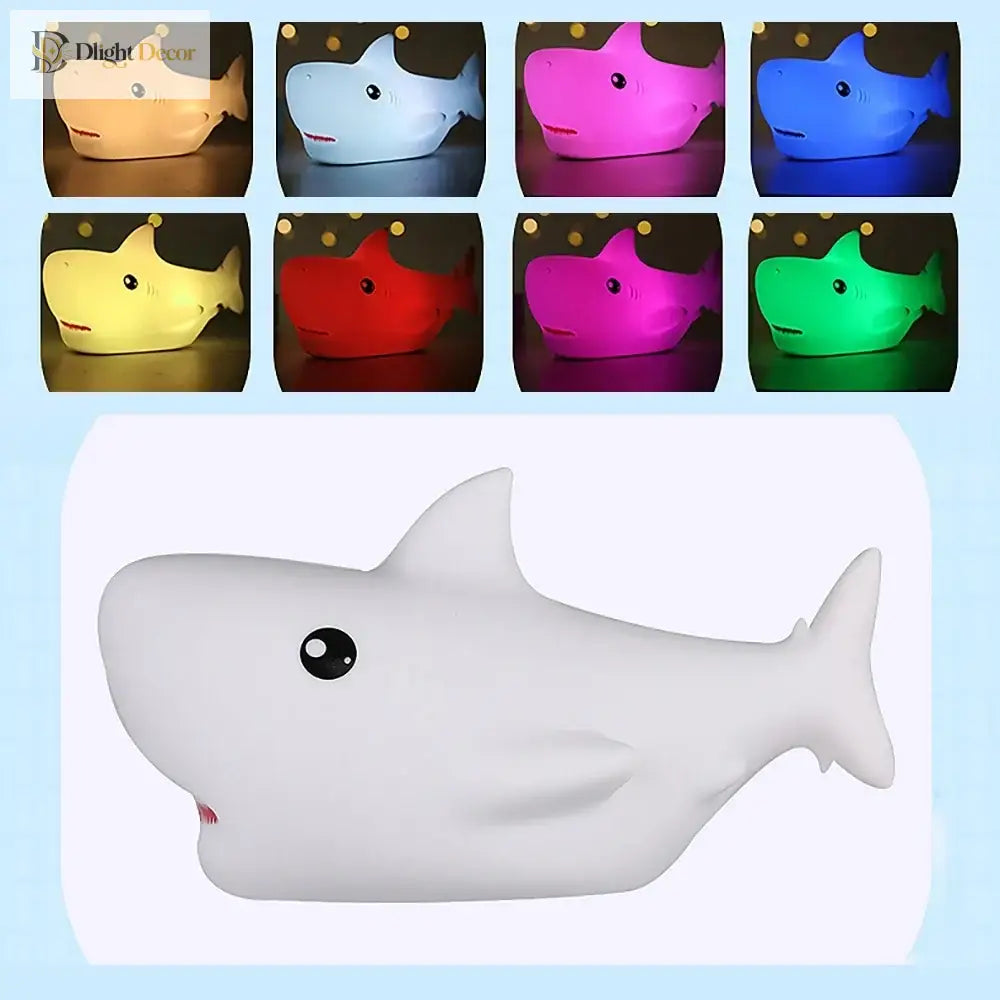 Lumibubs Baby Shark Night Light, Pat Control Rechargeable Silicone Bedside Lamp for Kids - Changeable - Table Lamp