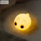 Lumibubs Big Eyes Cat Silicone Night Light, 34Hr Battery Tap Control USB-C Rechargeable Lamp - Table Lamp