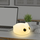 Lumibubs Big Eyes Cat Silicone Night Light, 34Hr Battery Tap Control USB-C Rechargeable Lamp - Table Lamp