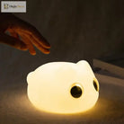 Lumibubs Big Eyes Cat Silicone Night Light, 34Hr Battery Tap Control USB-C Rechargeable Lamp - Table Lamp