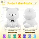 Lumibubs Bow Tie Bear Night Light, 7 Colour Touch Dimmable Silicone Lamp with 40Hr Battery - 1PC - Night Light