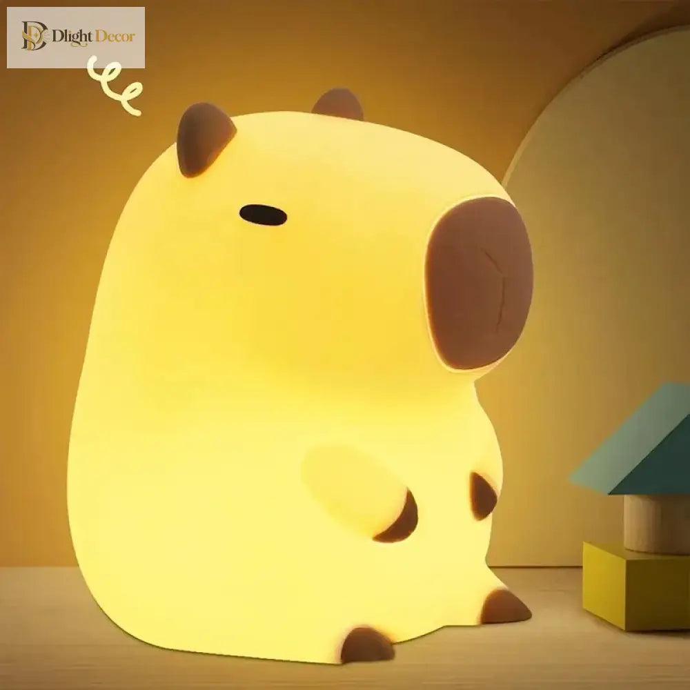 Lumibubs Chubby Capybara Night Light, Cute Silicone Bedside Lamp for Kids & Adults - Night Light
