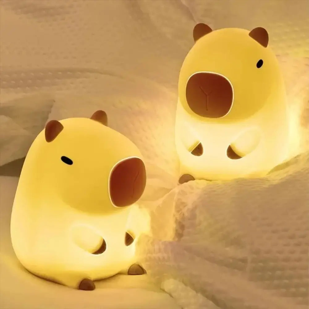 Lumibubs Chubby Capybara Night Light, Cute Silicone Bedside Lamp for Kids & Adults - Night Light