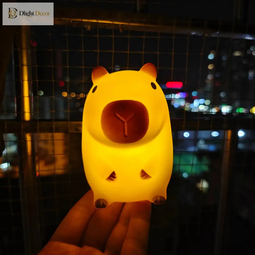 Lumibubs Chubby Capybara Night Light, Cute Silicone Bedside Lamp for Kids & Adults - Night Light