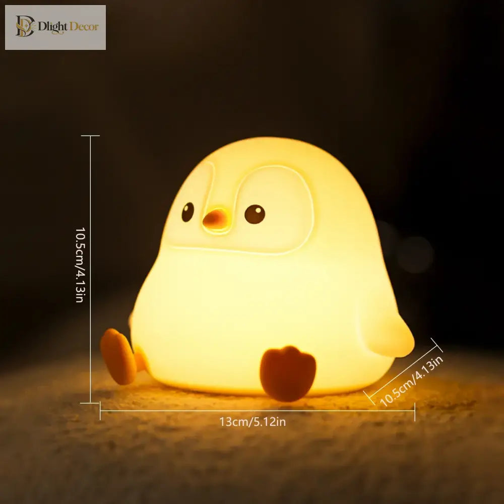 Lumibubs Chubby Penguin Night Light, Touch Control Rechargeable Silicone Baby Lamp - Penguin Baby - Night Light