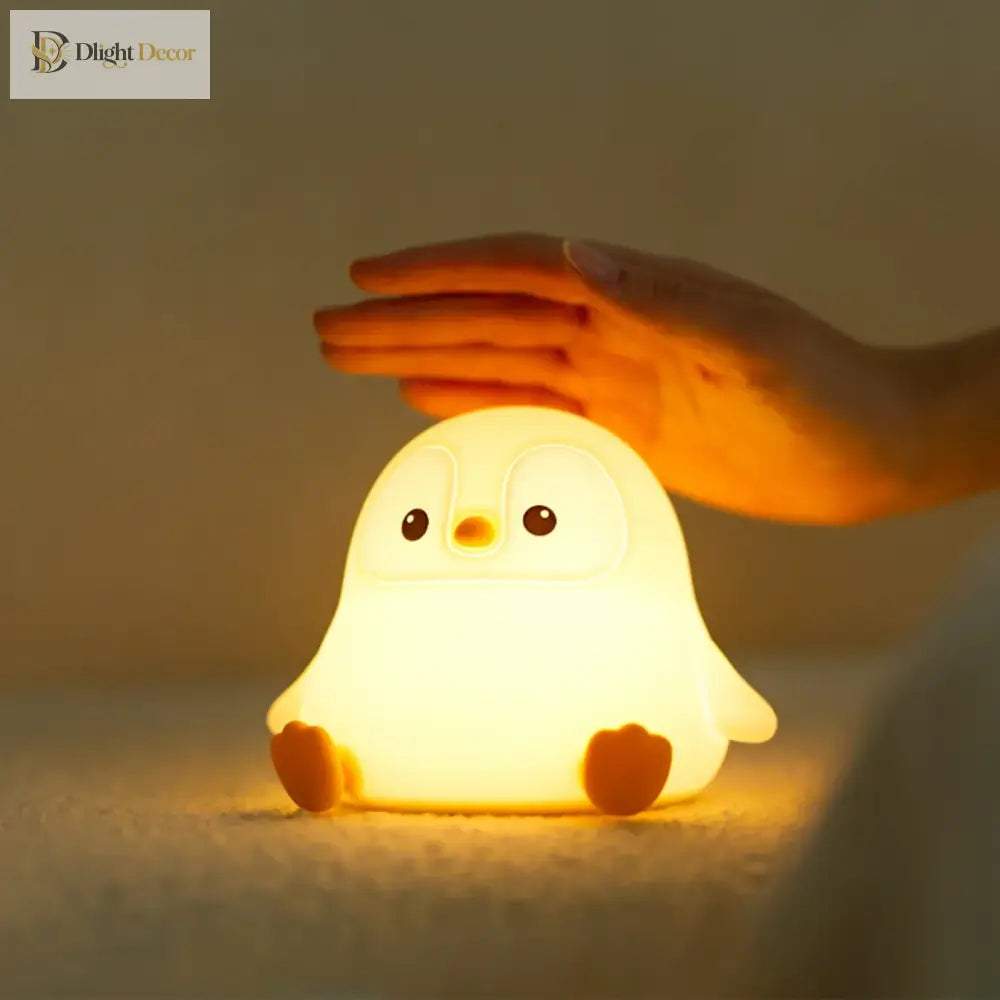 Lumibubs Chubby Penguin Night Light, Touch Control Rechargeable Silicone Baby Lamp - Penguin Baby - Night Light