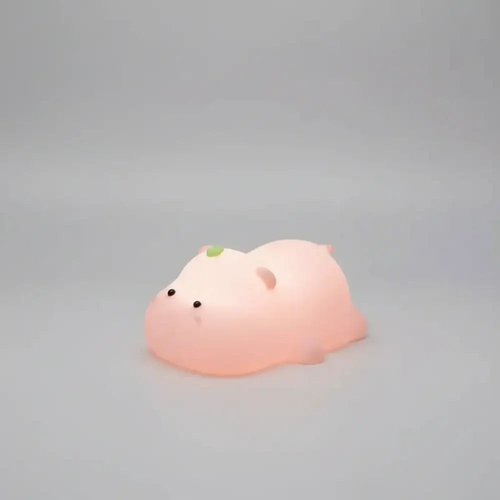 Lumibubs Chubby Penguin Night Light, Touch Control Rechargeable Silicone Baby Lamp - Pink / Warm White - Night Light