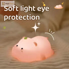 Lumibubs Chubby Penguin Night Light, Touch Control Rechargeable Silicone Baby Lamp - Pink / Warm White - Night Light