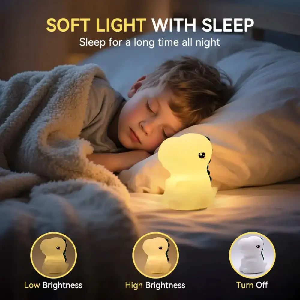 Lumibubs Chubby T-Rex Night Light, Rechargeable Timer Silicone Dinosaur Lamp for Kids - Warm light - Night Light