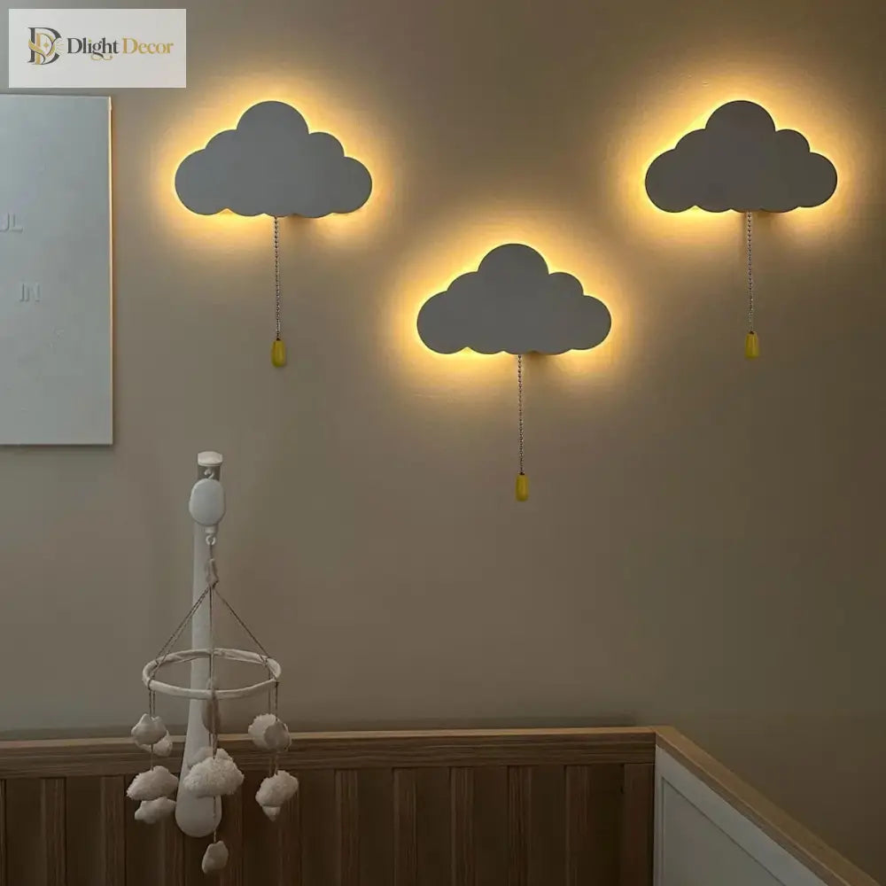 Lumibubs Cloud Wall Lamp, Wooden Glowing Night Light for Kids Bedroom & Nursery - Cloud / Warm White - wall Lamp
