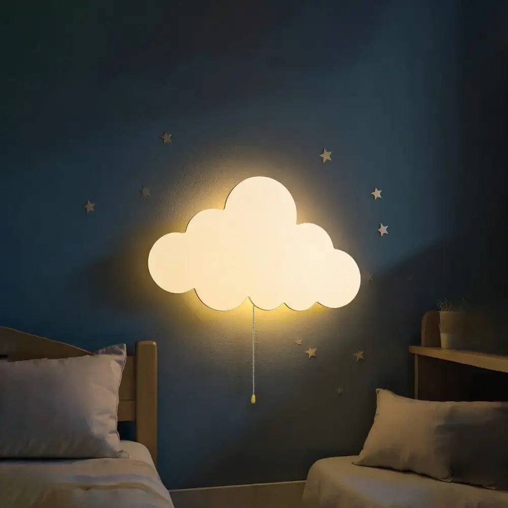Lumibubs Cloud Wall Lamp, Wooden Glowing Night Light for Kids Bedroom & Nursery - Cloud / Warm White - wall Lamp