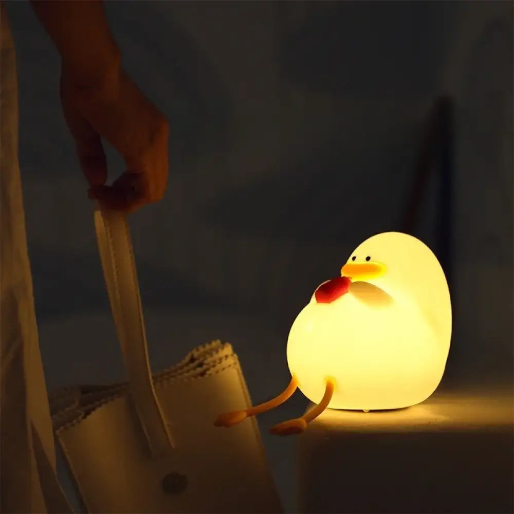 Lumibubs Cowboy Duck Night Light, Cute Silicone USB Rechargeable Bedside Lamp for Kids - 1pc without hat - Night Light