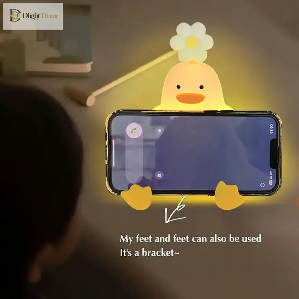 Lumibubs Daisy Duck Night Light, Touch Control USB Rechargeable Silicone Lamp for Kids - Table Lamp
