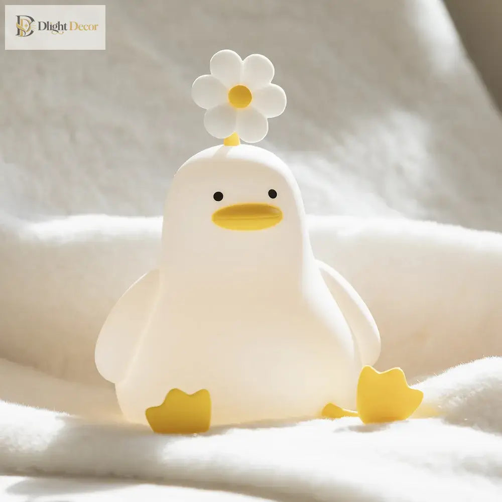 Lumibubs Daisy Duck Night Light, Touch Control USB Rechargeable Silicone Lamp for Kids - Table Lamp
