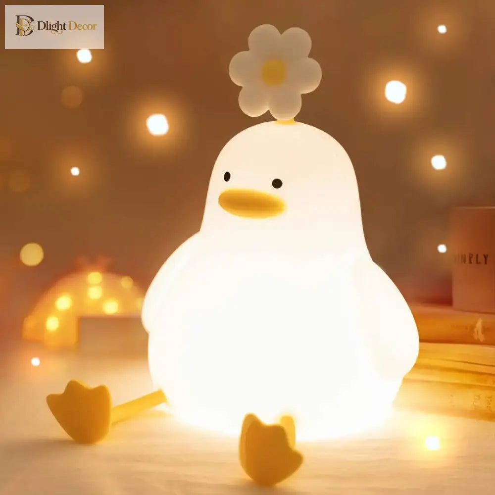 Lumibubs Daisy Duck Night Light, Touch Control USB Rechargeable Silicone Lamp for Kids - Table Lamp