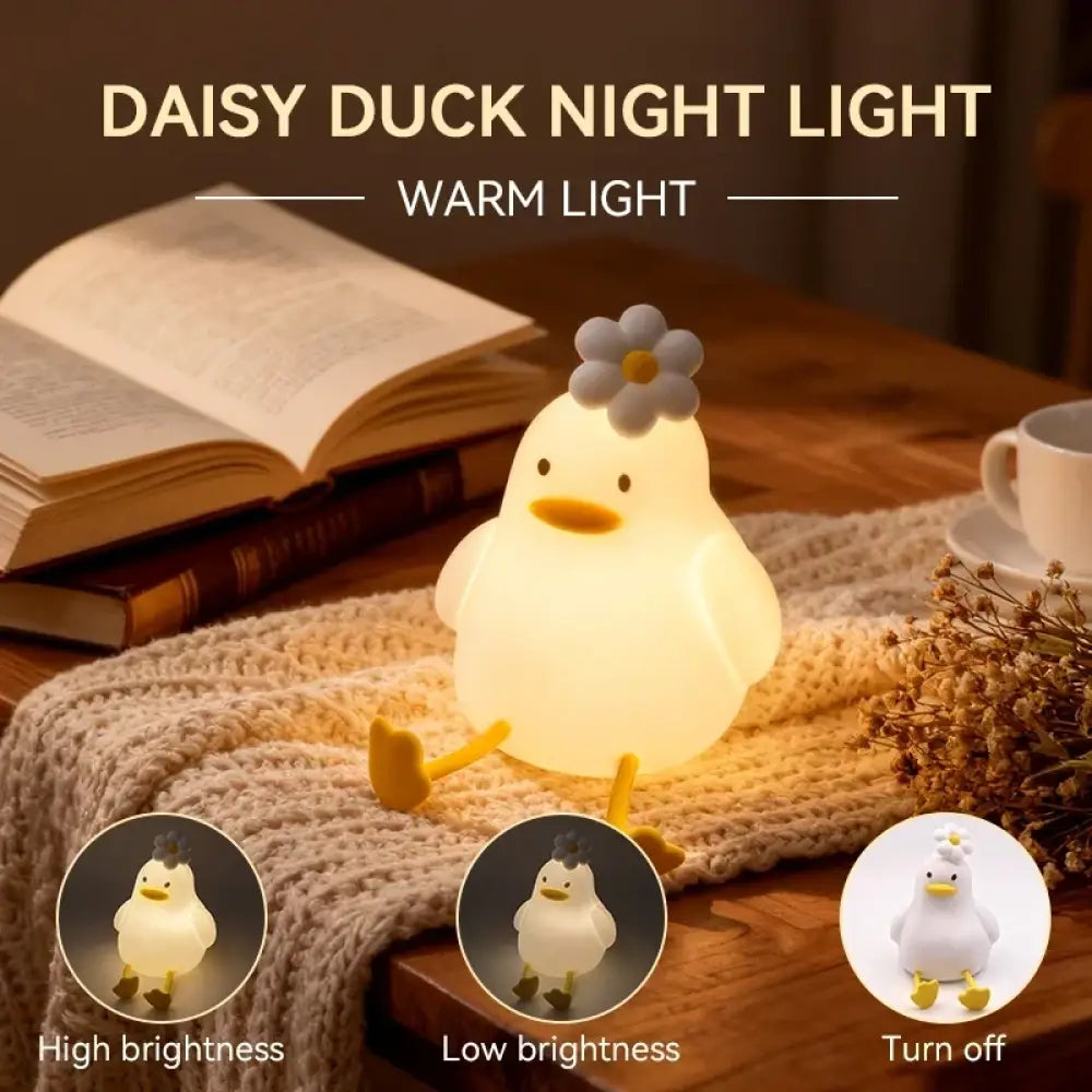 Lumibubs Daisy Duck Night Light, Touch Control USB Rechargeable Silicone Lamp for Kids - Warm light - Table Lamp