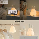 Lumibubs Floppy Bunny Night Light, Bendable Ears Silicone Lamp with Phone Stand & 70Hr Battery - Table Lamp