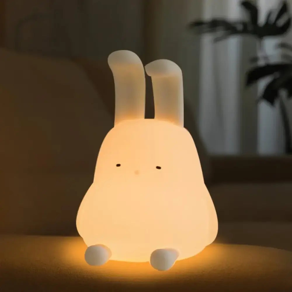 Lumibubs Floppy Bunny Night Light, Bendable Ears Silicone Lamp with Phone Stand & 70Hr Battery - Table Lamp