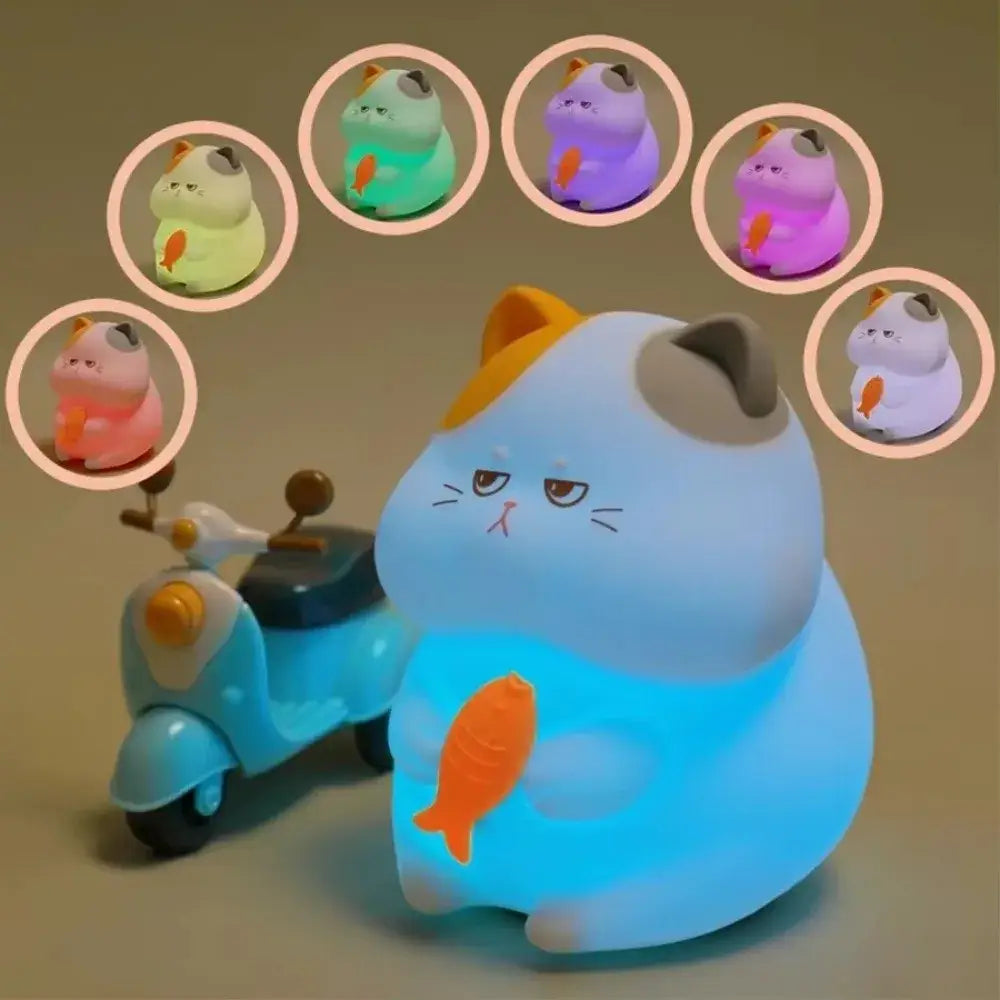 Lumibubs Grumpy Cat Silicone Night Light, 7 Colour Changing Squishy LED Lamp for Kids - Night Light