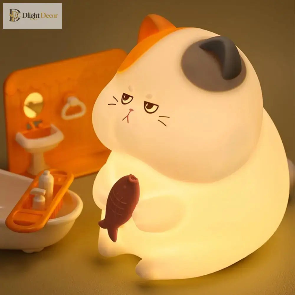 Lumibubs Grumpy Cat Silicone Night Light, 7 Colour Changing Squishy LED Lamp for Kids - Night Light