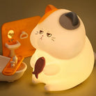 Lumibubs Grumpy Cat Silicone Night Light, 7 Colour Changing Squishy LED Lamp for Kids - Cat-Warm Light - Night Light