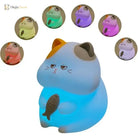 Lumibubs Grumpy Fish Cat Night Light, 7 Colour Pat Control Rechargeable Silicone Kids Lamp - Greedy Cat / China