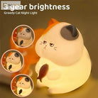 Lumibubs Grumpy Fish Cat Night Light, 7 Colour Pat Control Rechargeable Silicone Kids Lamp - Greedy Cat / China