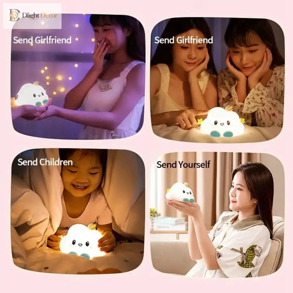 Lumibubs Happy Cloud Night Light, Cute Smiling Cartoon Bedside Lamp for Kids & Babies - Cloud - Night Light