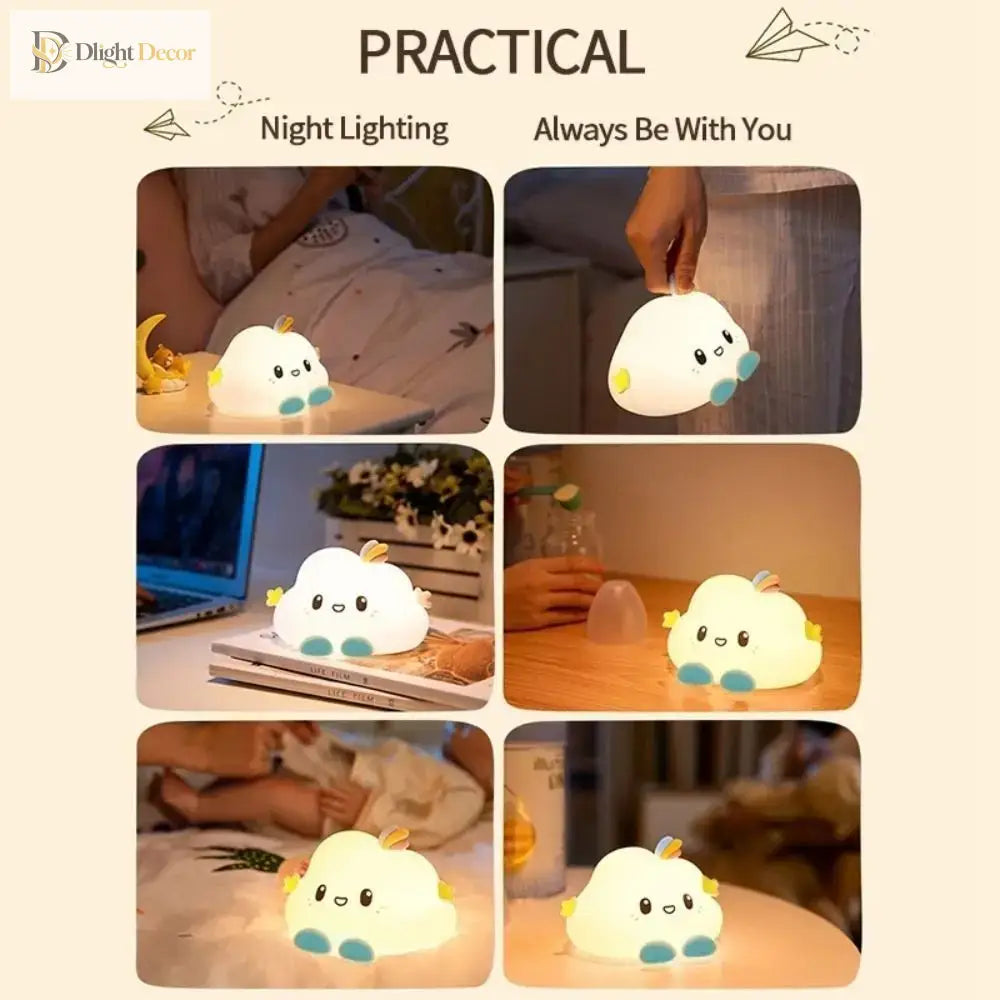 Lumibubs Happy Cloud Night Light, Cute Smiling Cartoon Bedside Lamp for Kids & Babies - Cloud - Night Light