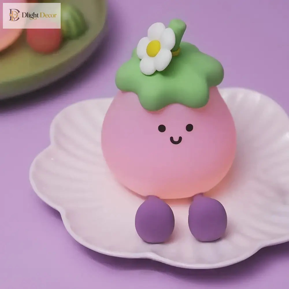 Lumibubs Happy Eggplant Night Light, 7 Colour Touch Dimmable Rechargeable Silicone Kids Lamp - Night Light