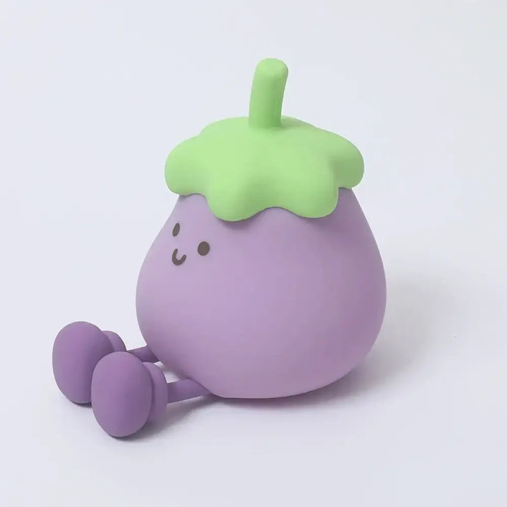 Lumibubs Happy Eggplant Night Light, 7 Colour Touch Dimmable Rechargeable Silicone Kids Lamp - A / Warm White - Night