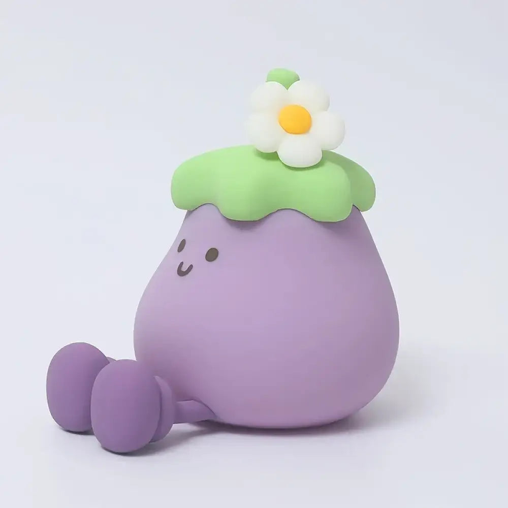 Lumibubs Happy Eggplant Night Light, 7 Colour Touch Dimmable Rechargeable Silicone Kids Lamp - B / Warm White - Night