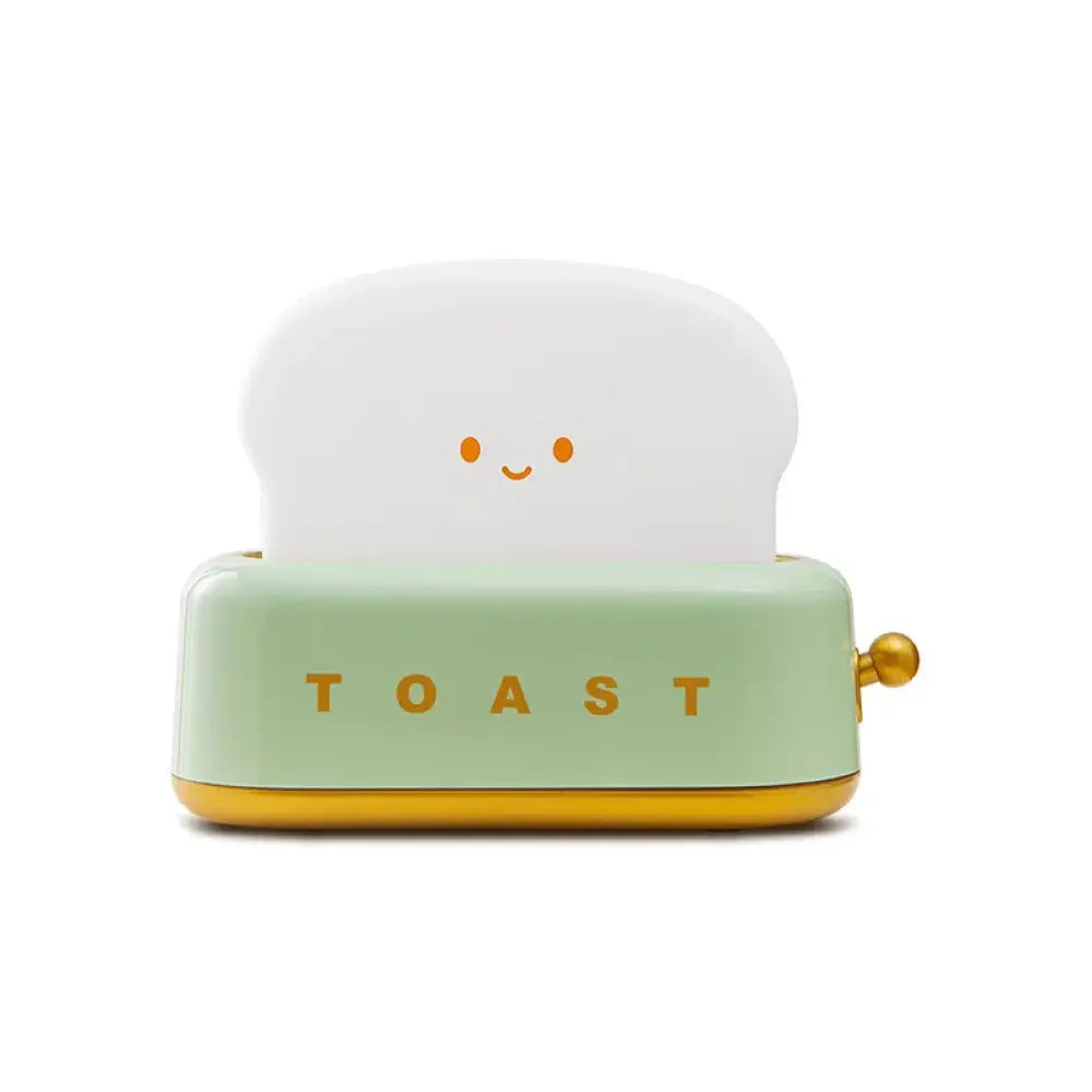 Lumibubs Happy Toast Night Light, Cute Rechargeable Bedside Lamp for Kids & Adults - Green - Night Light