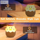 Lumibubs Hatching Chick Eggshell Night Light, Cute Silicone USB Rechargeable Kids Lamp - 1pc - Night Light