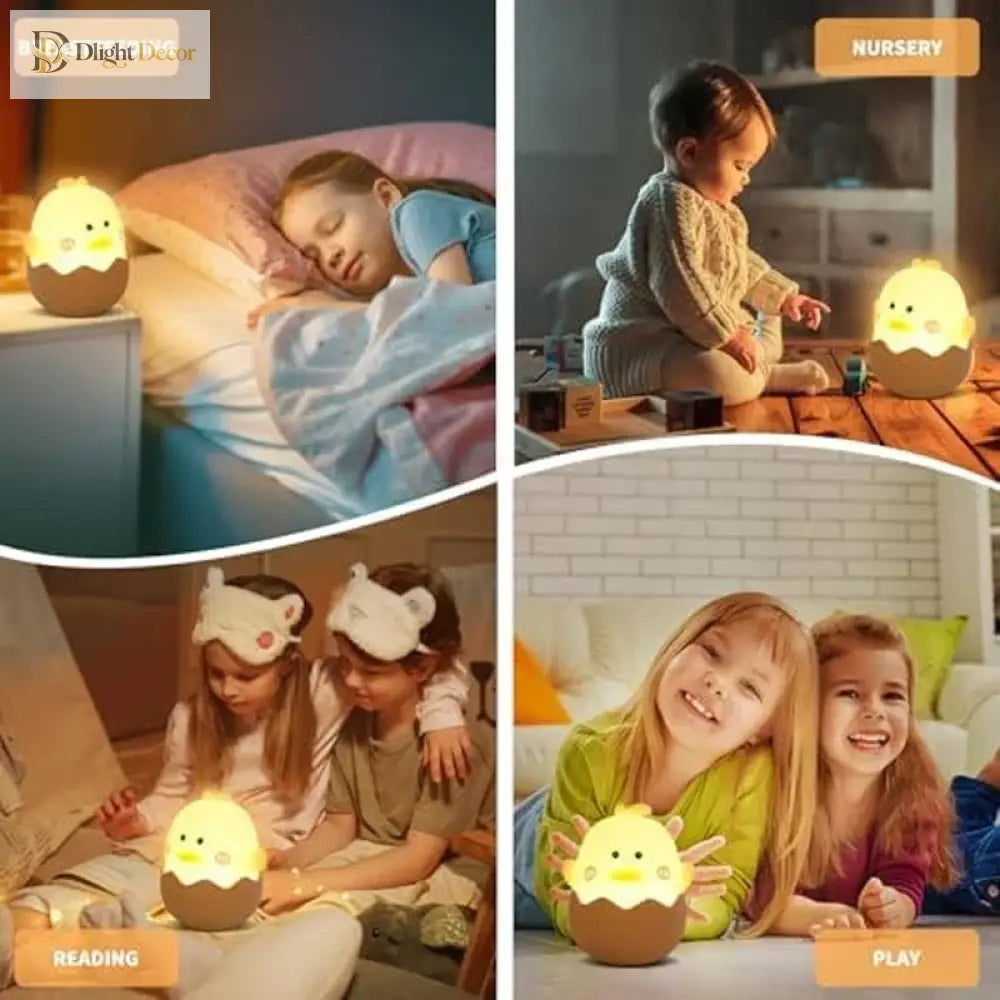 Lumibubs Hatching Chick Eggshell Night Light, Cute Silicone USB Rechargeable Kids Lamp - 1pc - Night Light