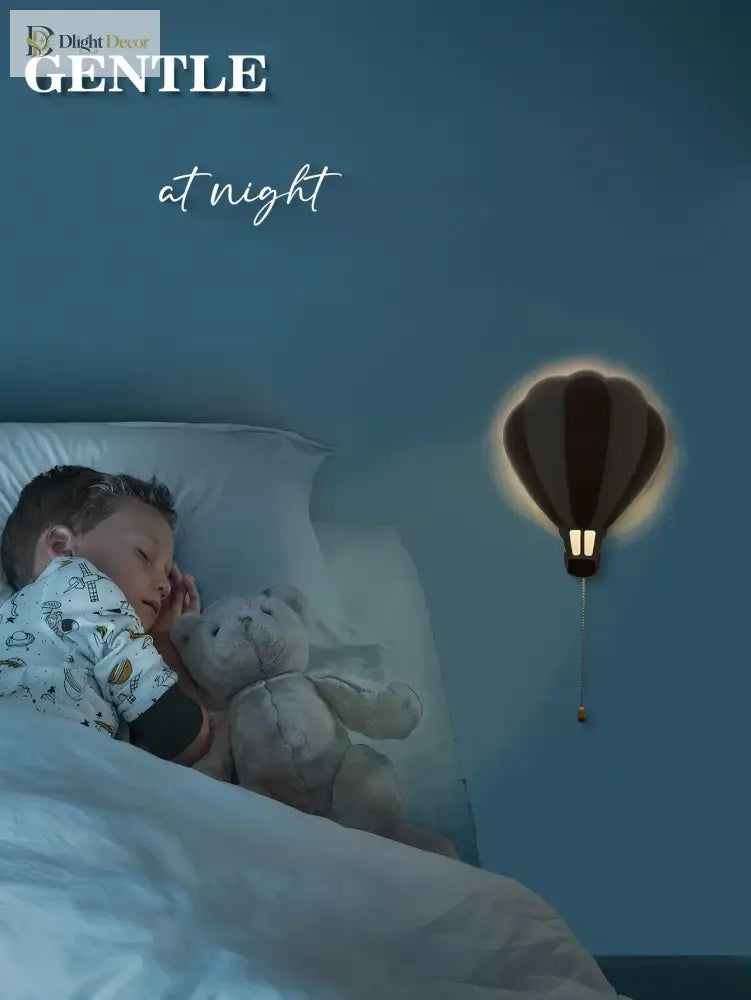 Lumibubs Hot Air Balloon Wall Lamp, Wooden Night Light for Kids Bedroom & Nursery - WHITE / 01 - wall Lamp