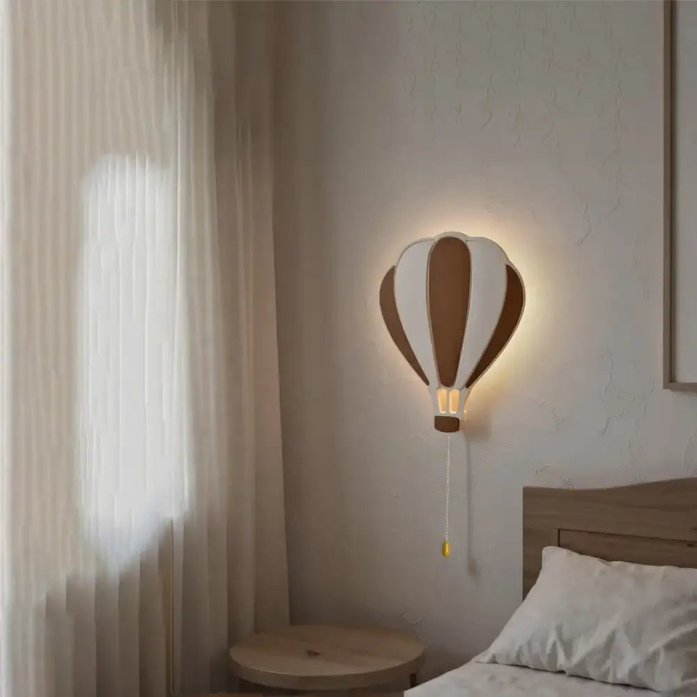 Lumibubs Hot Air Balloon Wall Lamp, Wooden Night Light for Kids Bedroom & Nursery - WHITE / 01 - wall Lamp