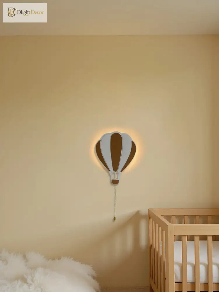Lumibubs Hot Air Balloon Wall Lamp, Wooden Night Light for Kids Bedroom & Nursery - WHITE / 01 - wall Lamp