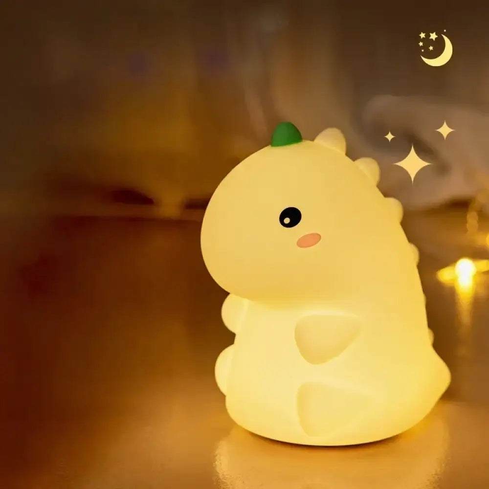 Lumibubs Kawaii Animal Night Light, Touch Control Rechargeable Silicone Mood Lamp for Kids - PPD-Dinosaur / USB Plug