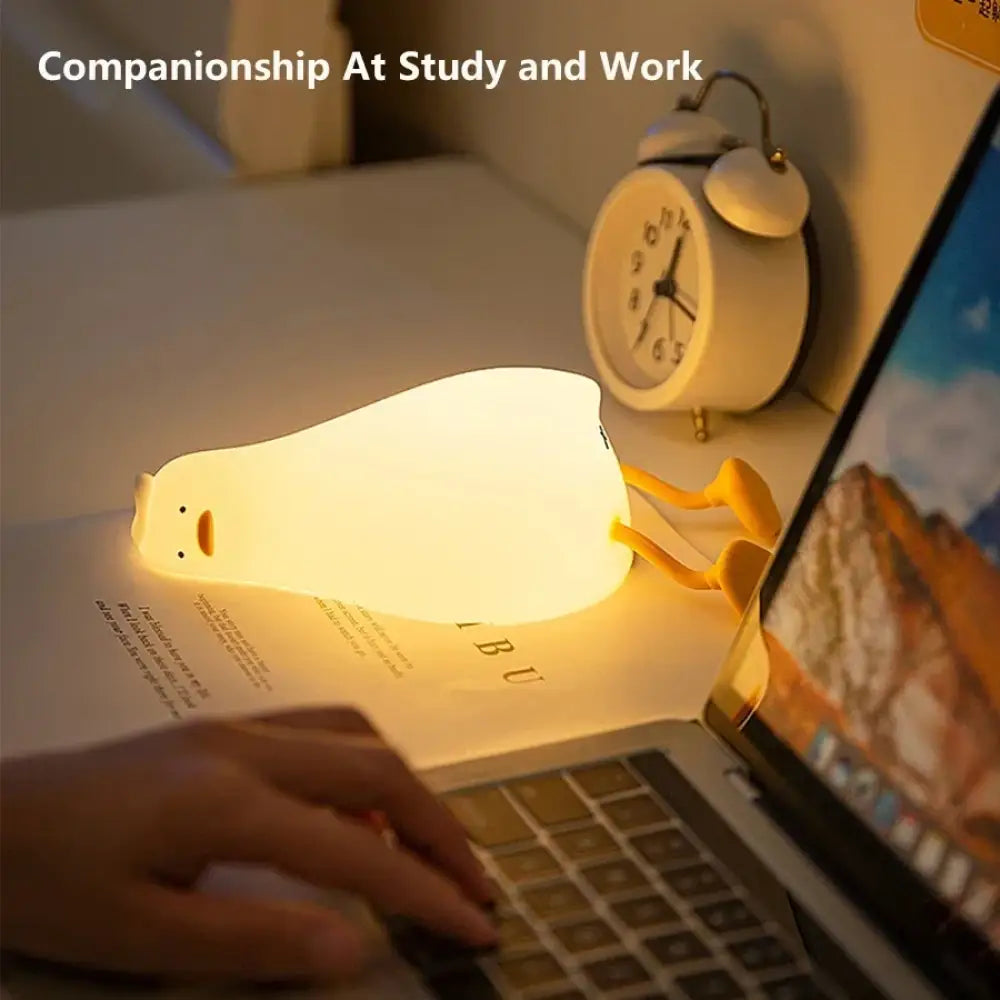 Lumibubs Kawaii Animal Night Light, Touch Control Rechargeable Silicone Mood Lamp for Kids - PPD-Duck / USB Plug