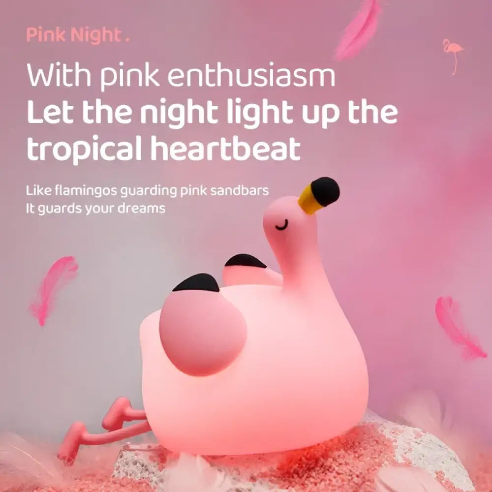 Lumibubs Kawaii Animal Night Light, Touch Control Rechargeable Silicone Mood Lamp for Kids - PPD-Flamingo / USB Plug