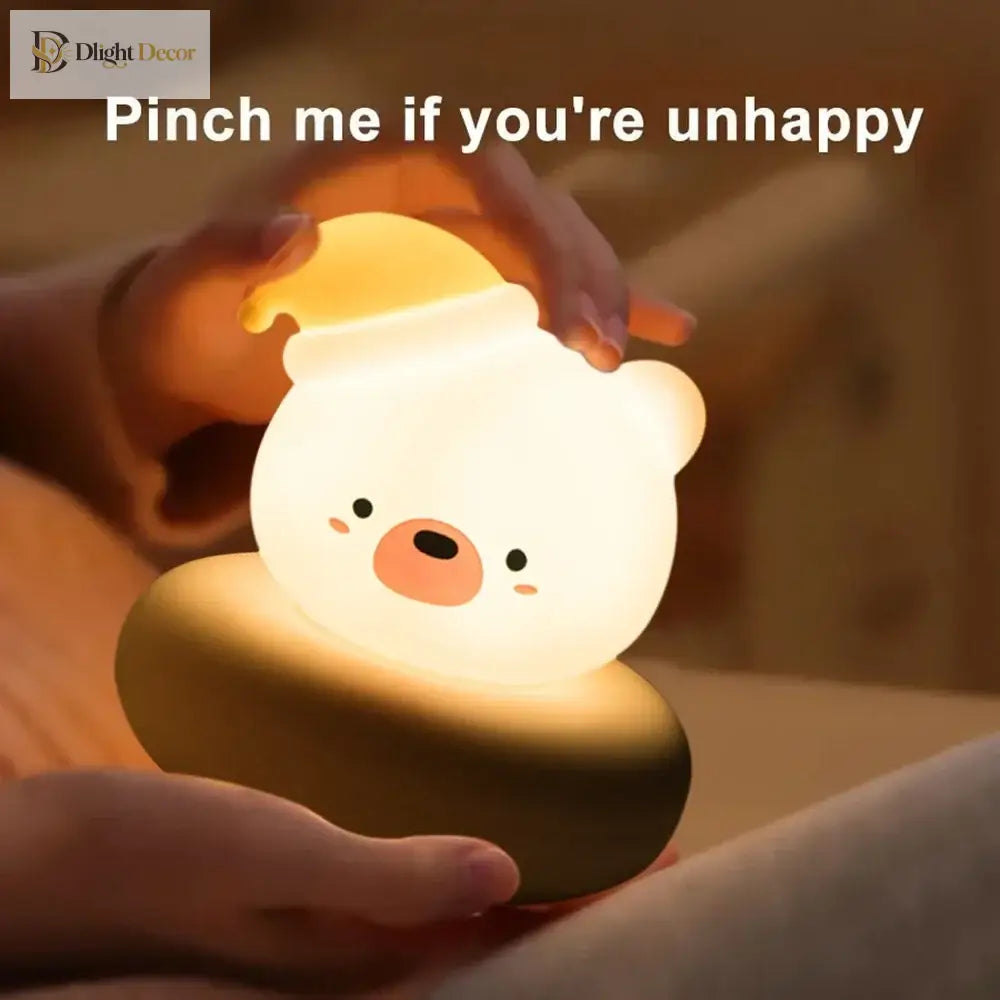 Lumibubs Kawaii Cat Night Light, 3-Level Dimmable Touch USB Rechargeable Silicone Kids Lamp - Table Lamp