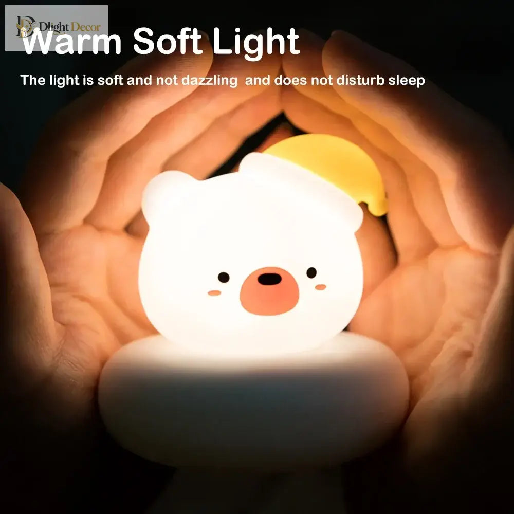 Lumibubs Kawaii Cat Night Light, 3-Level Dimmable Touch USB Rechargeable Silicone Kids Lamp - Table Lamp